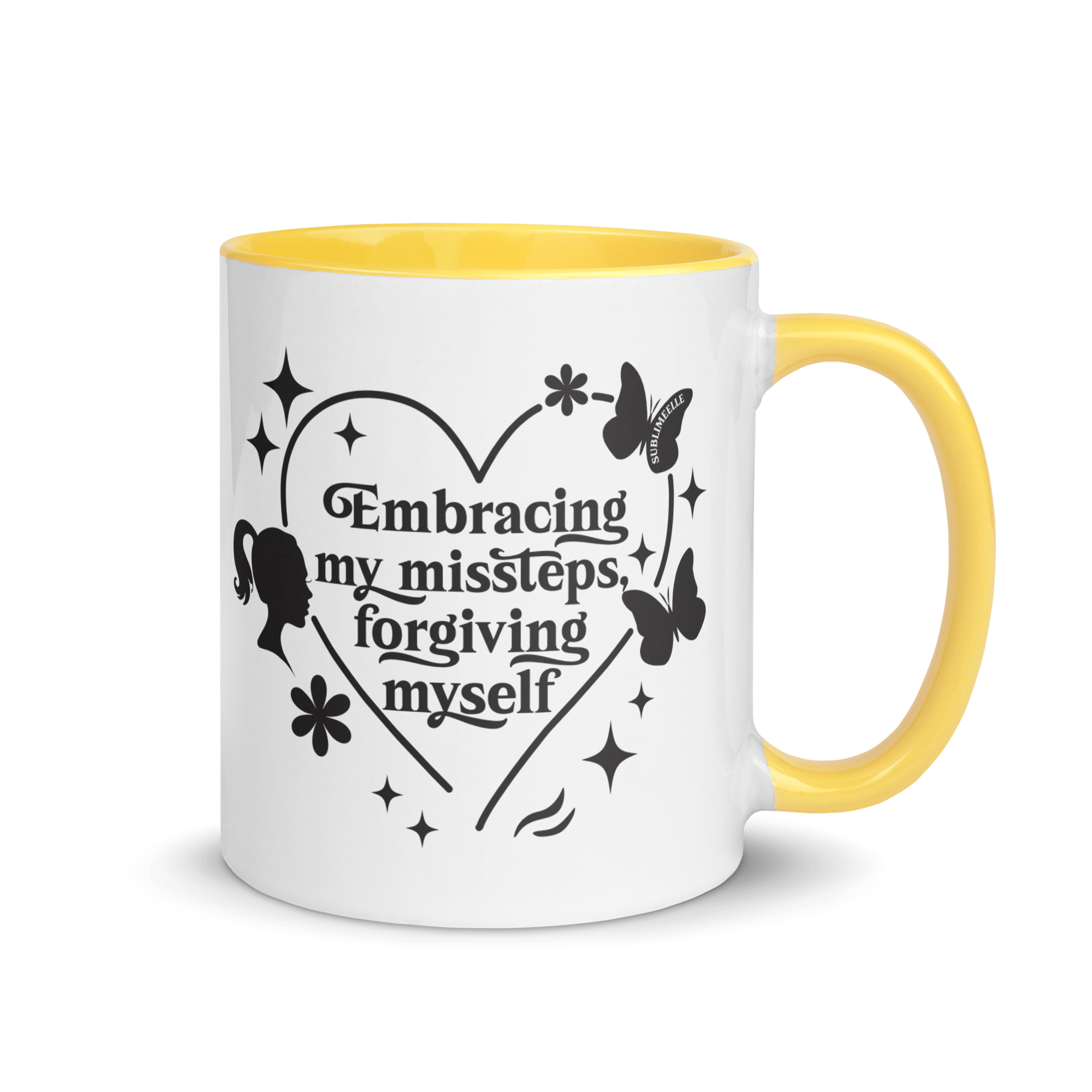 White & Yellow Mug: Radiate Positivity Every Morning - SublimeElle Self - Love