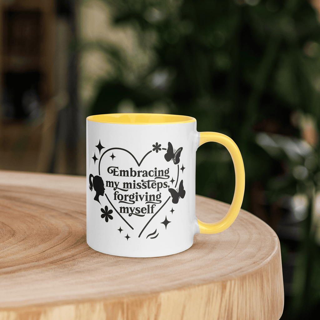 White & Yellow Mug: Radiate Positivity Every Morning - SublimeElle Self - Love