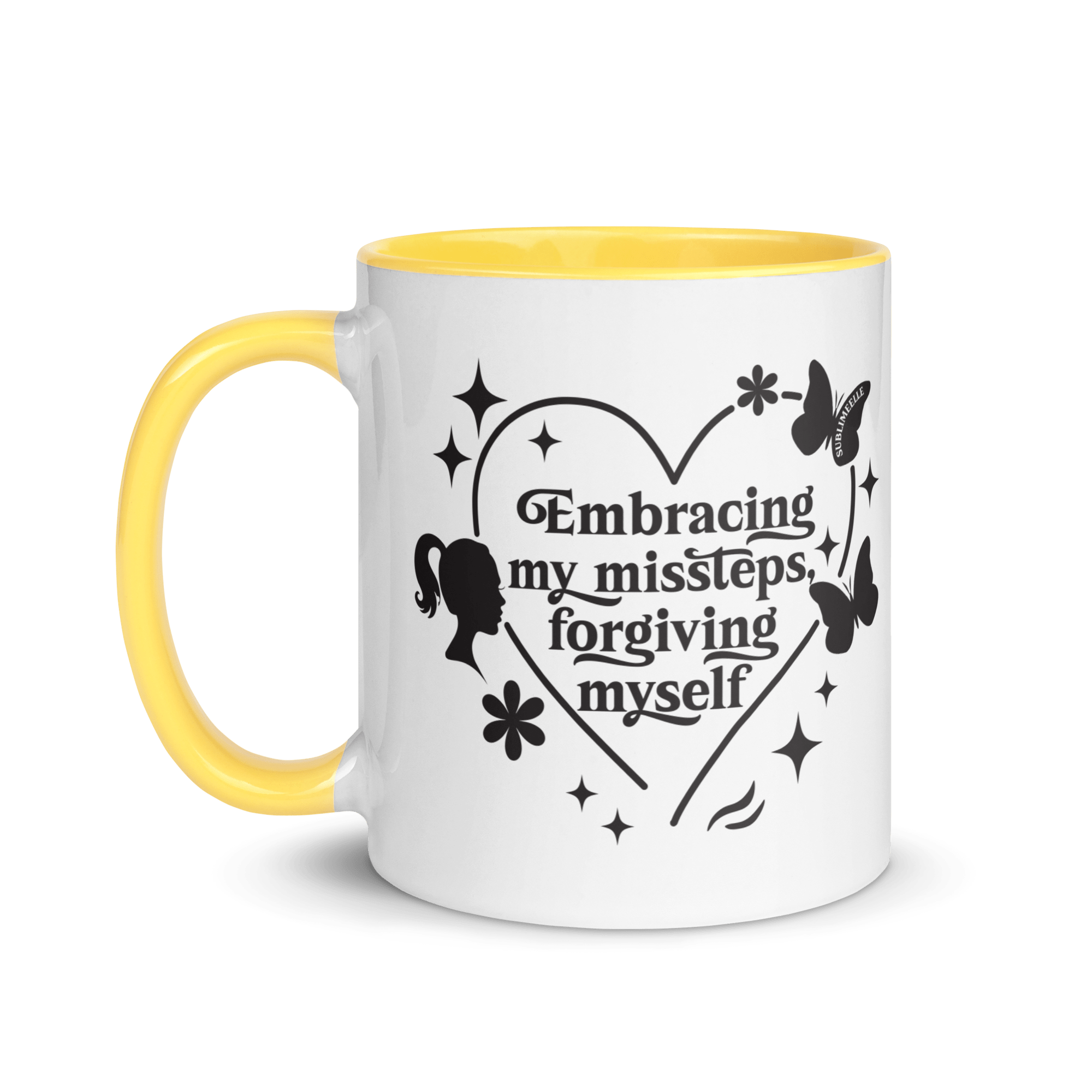 White & Yellow Mug: Radiate Positivity Every Morning - SublimeElle Self - Love