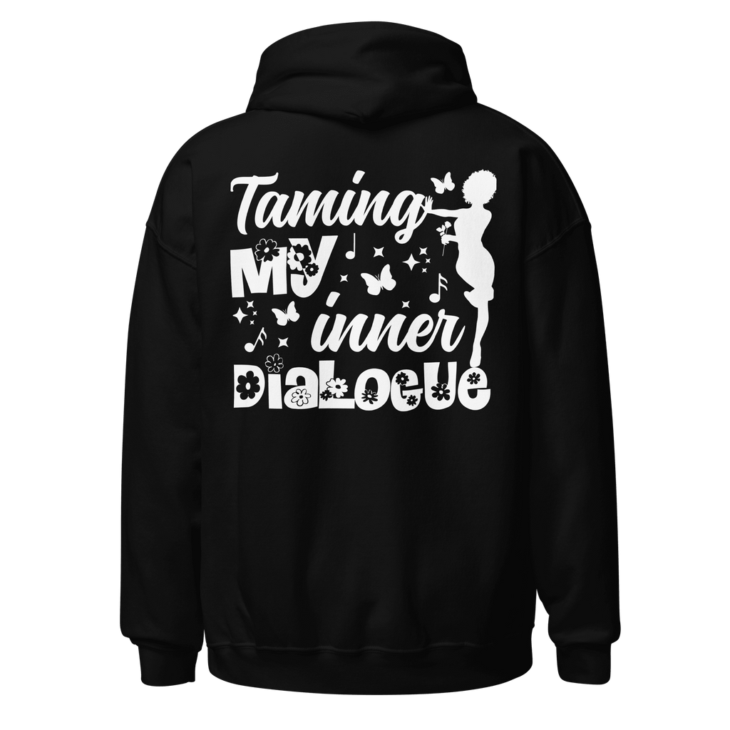 Women's Black "Taming My Inner Dialogue" Pullover Hoodie, Music Notes & Star Graphic: - SublimeElle Self - Love