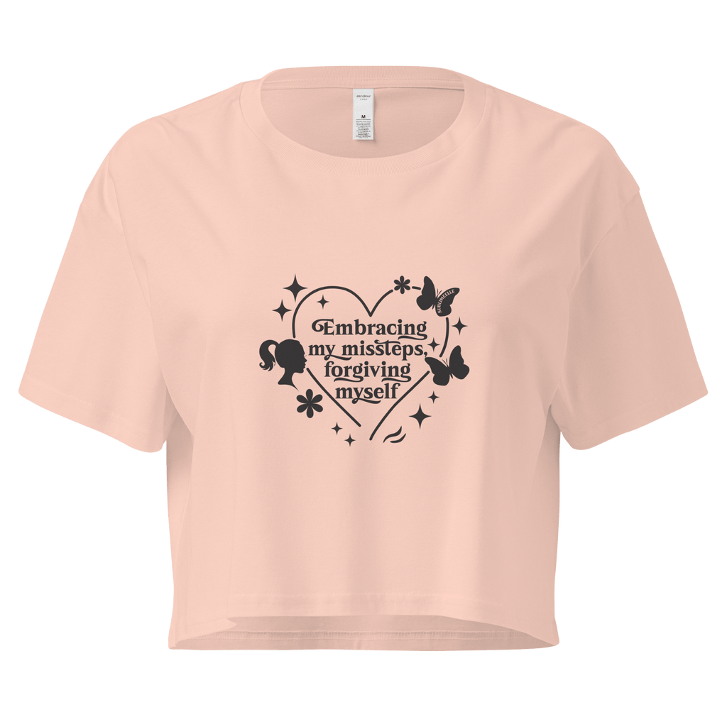 “Women’s Pale Pink Cropped Tank – Motivational Quote Top for Self - Care & Confidence” - SublimeElle Self - Love