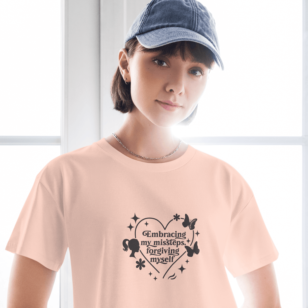 “Women’s Pale Pink Cropped Tank – Motivational Quote Top for Self - Care & Confidence” - SublimeElle Self - Love