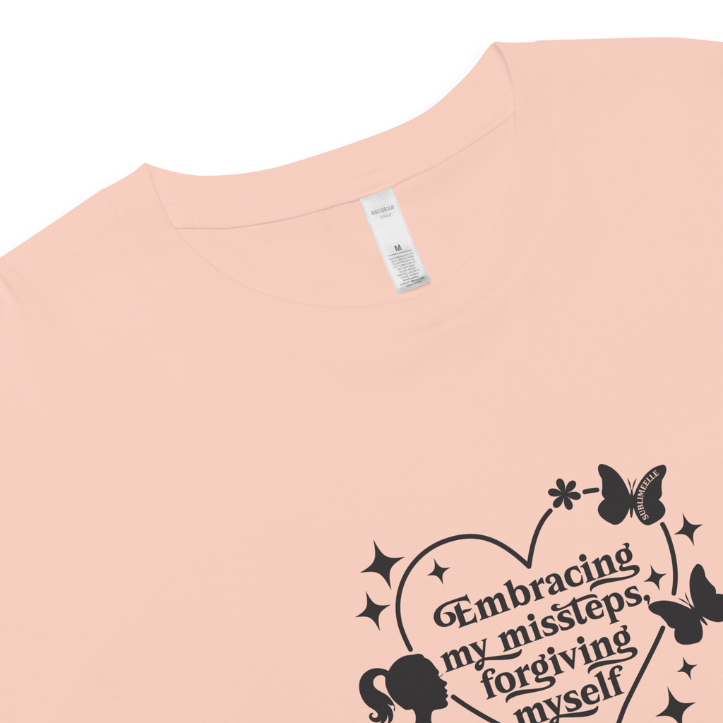 “Women’s Pale Pink Cropped Tank – Motivational Quote Top for Self - Care & Confidence” - SublimeElle Self - Love