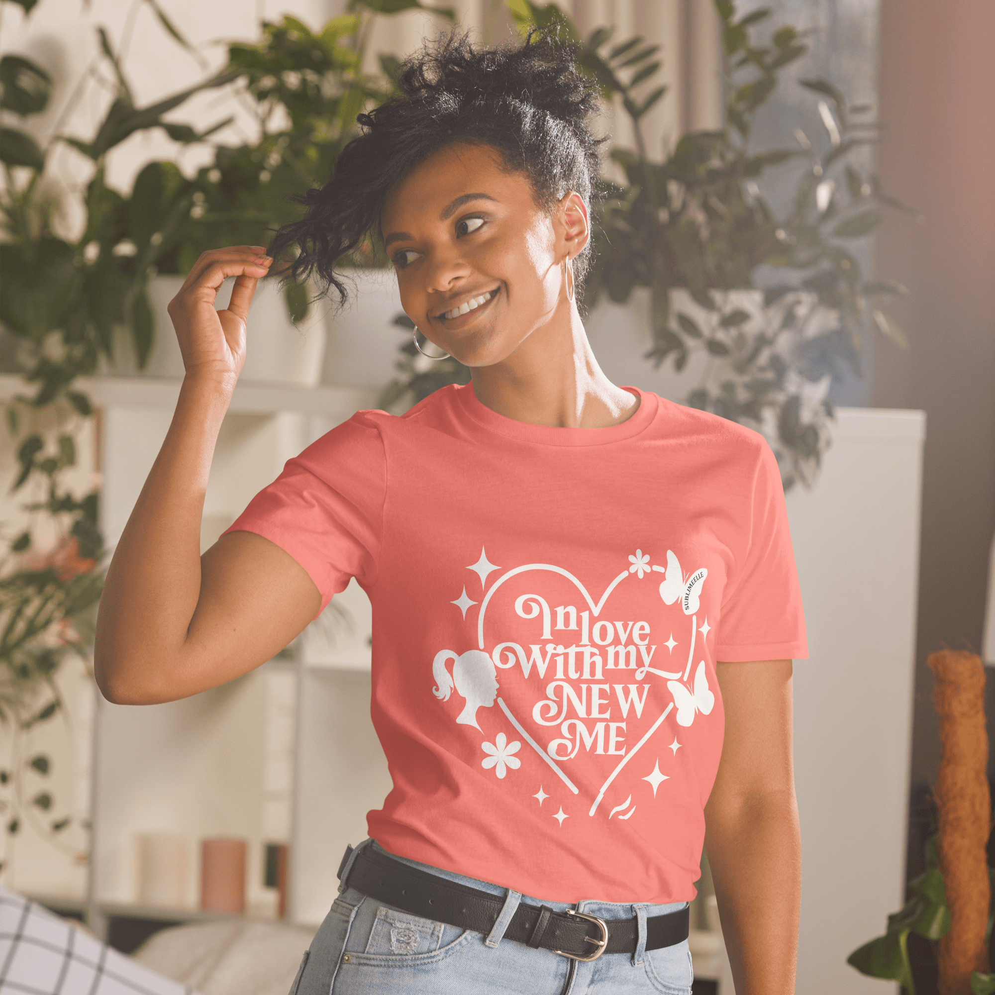 Yellow T-Shirt Coral Self - Love With Motivational Quote - SublimeElle Self - Love