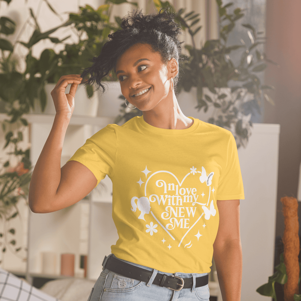 Yellow T-Shirt Coral Self - Love With Motivational Quote - SublimeElle Self - Love